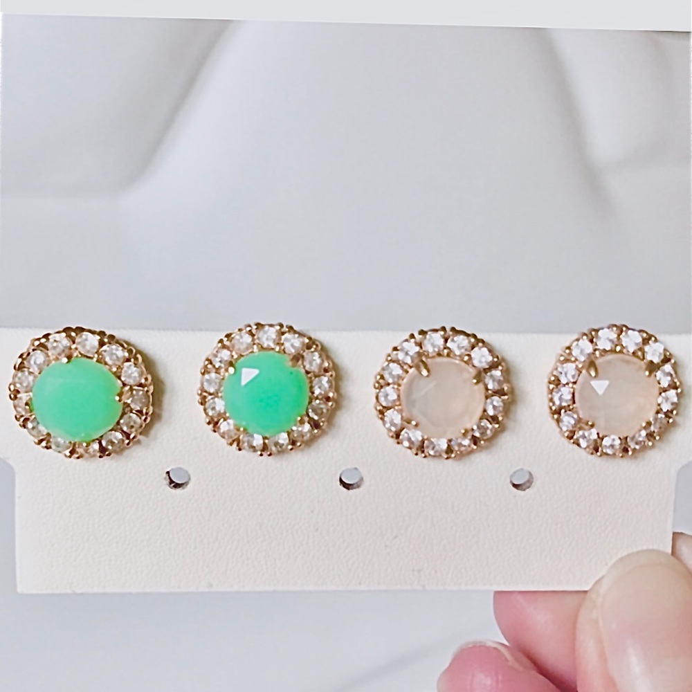 Kate Spade Turquoise & Pink Stud Earrings–2 Pairs